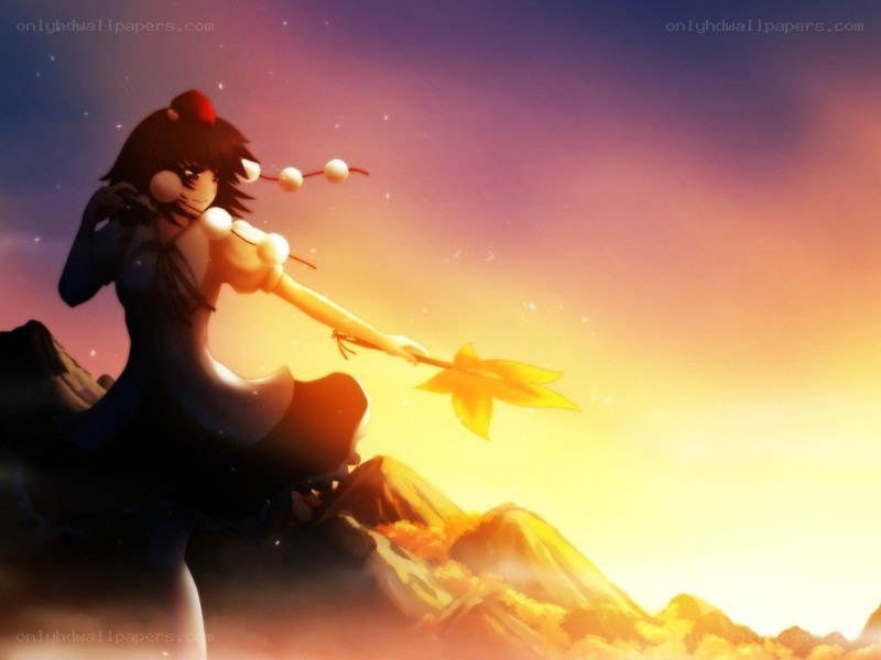 Anime girl with a maple leaf