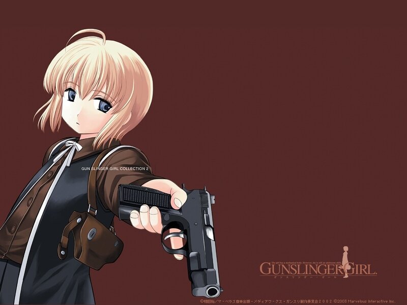 Anime girl with a pistol