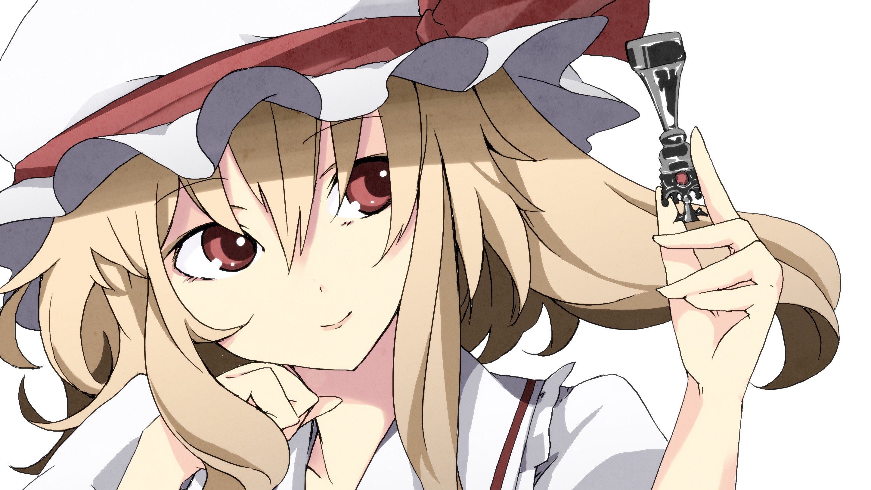 anime girl with a small object