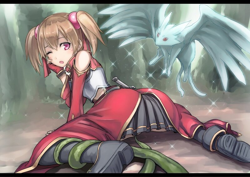 Anime girl with a spirit companion