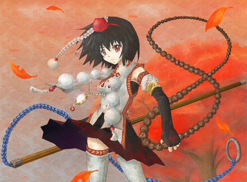 Anime girl with a staff