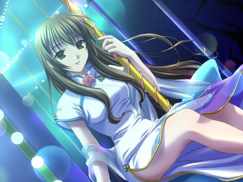 anime girl with a staff