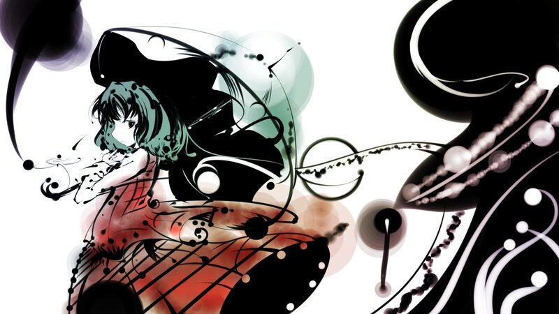 anime girl with abstract art