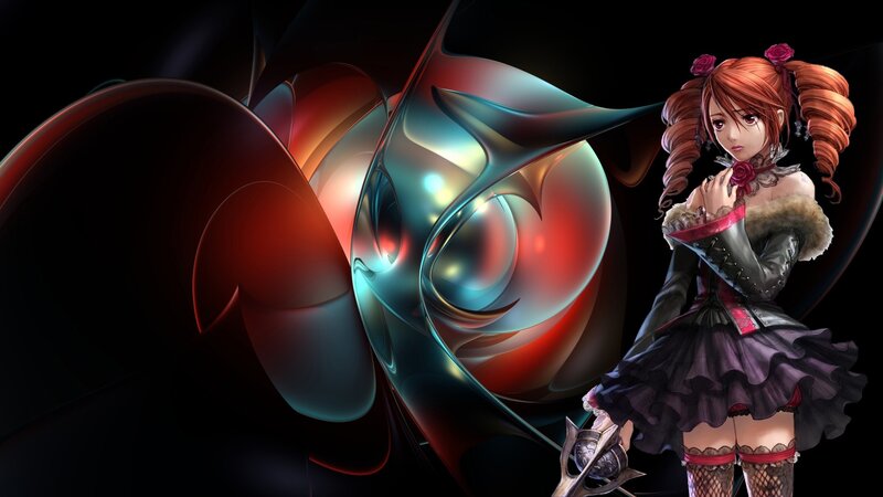 anime girl with abstract background