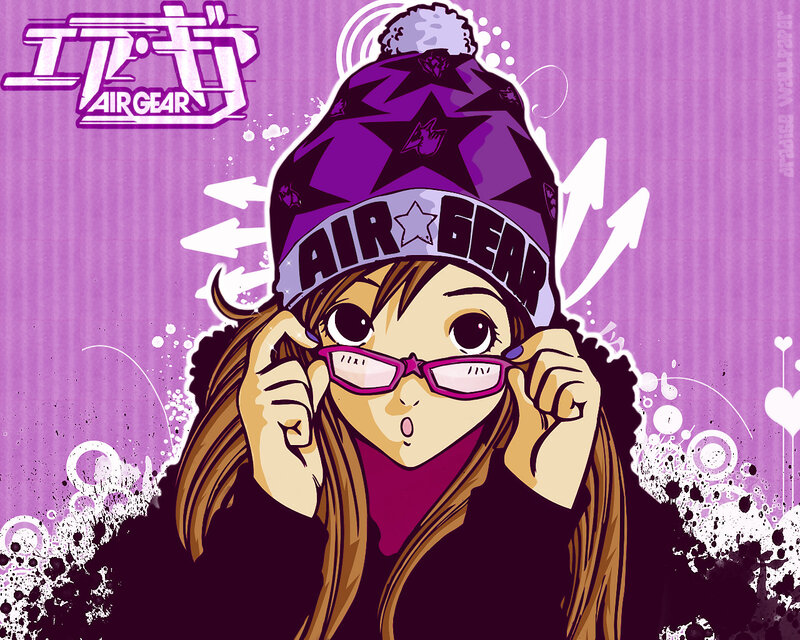 anime girl with air gear hat