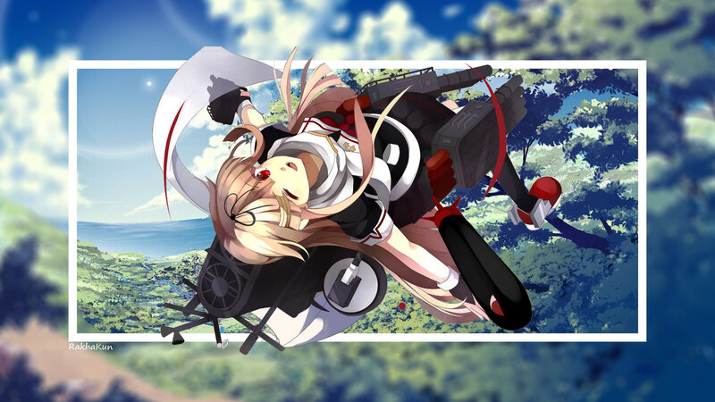 Anime Girl with Aircraft — Blue, Dynamic