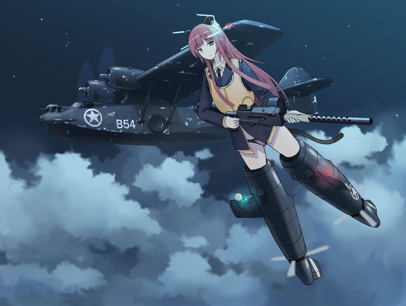 anime girl with aircraft