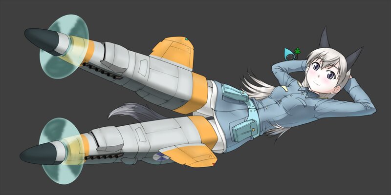anime girl with aircraft wings
