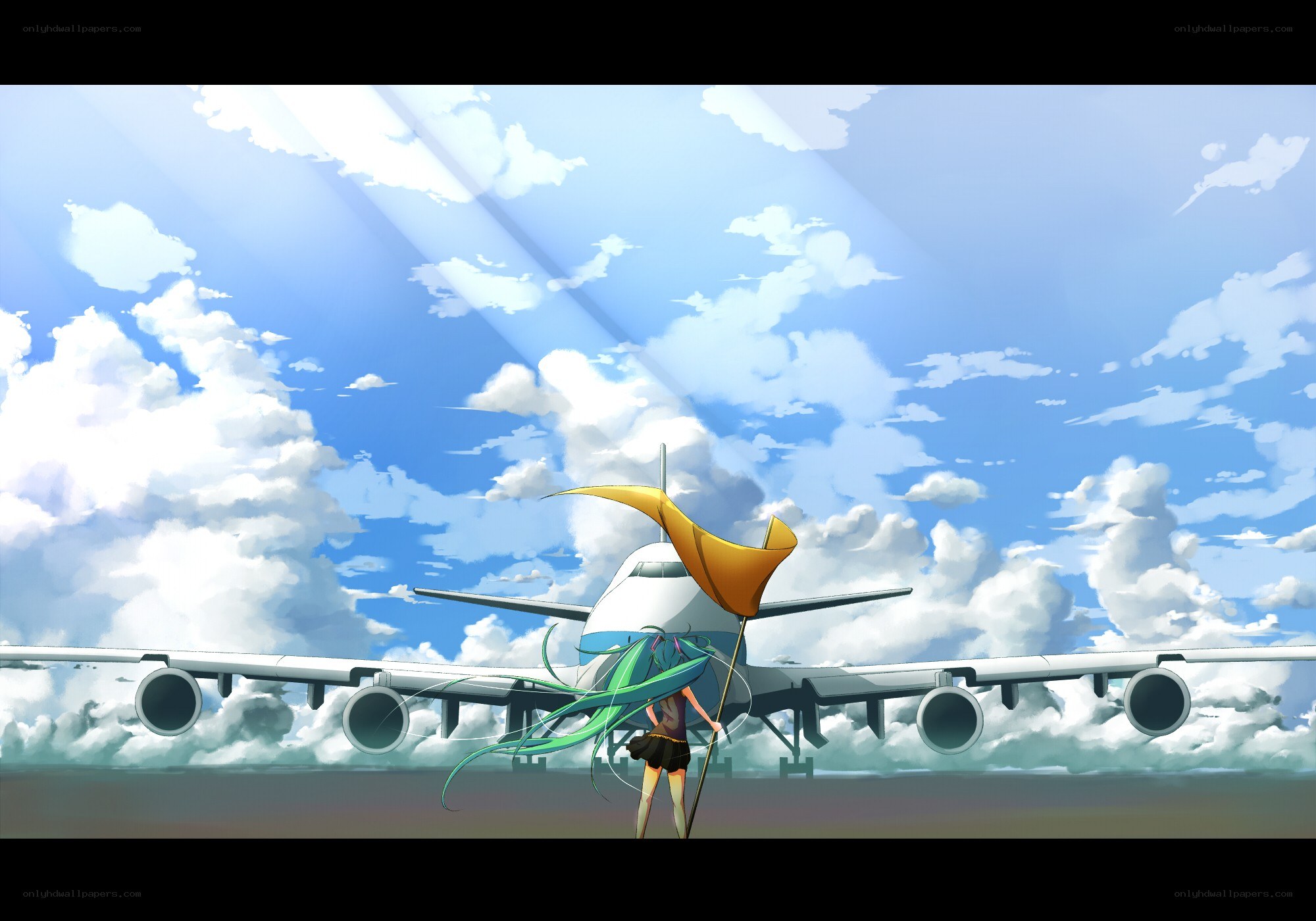Anime girl with airplane