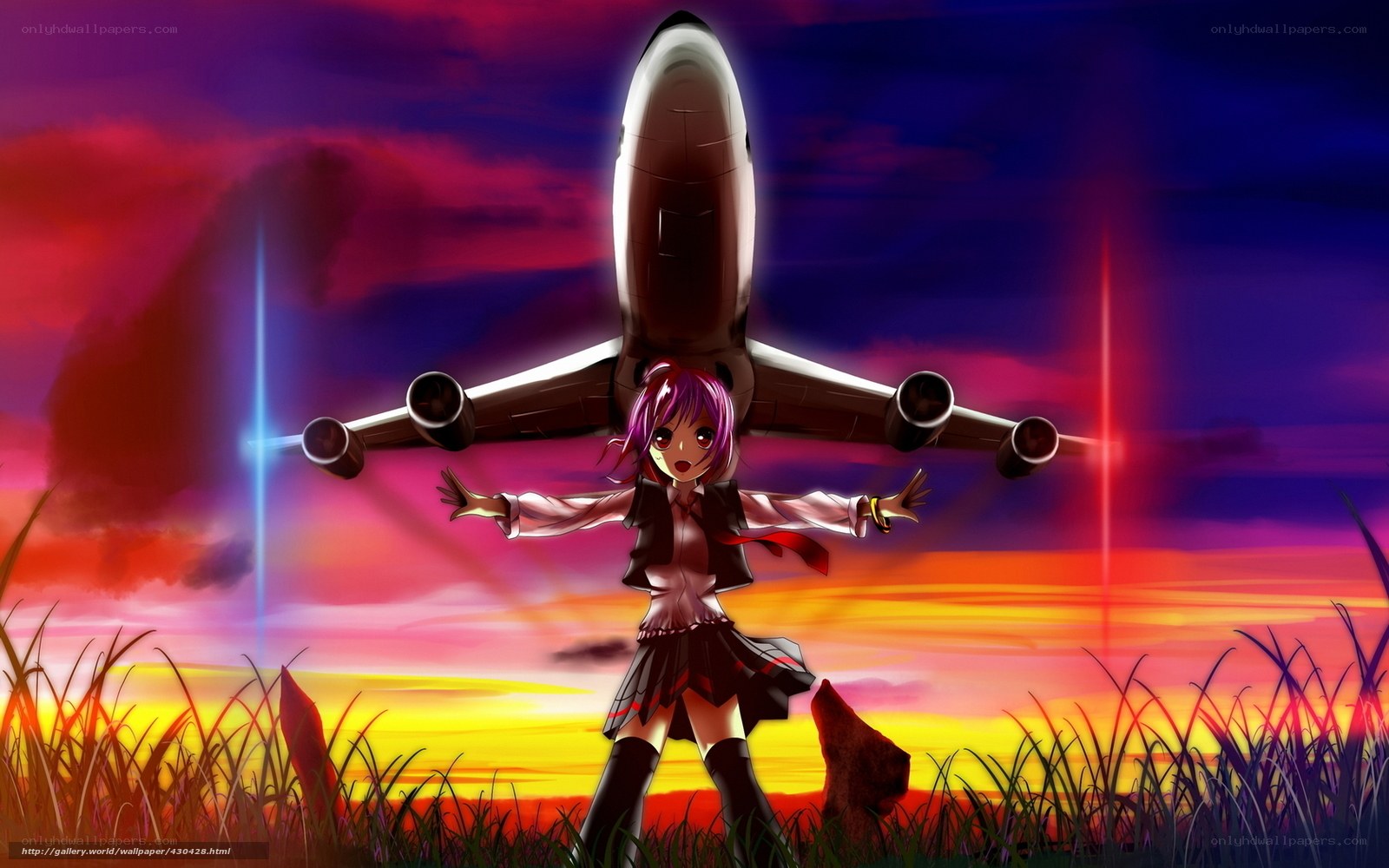 Anime girl with airplane