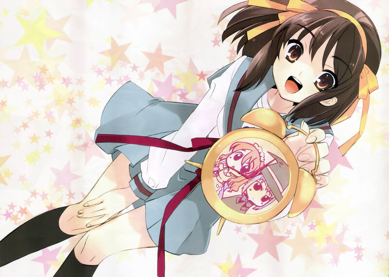 anime girl with alarm clock