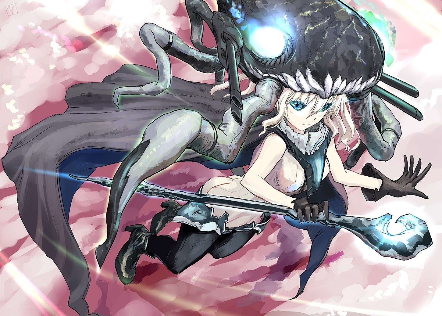 anime girl with alien creature