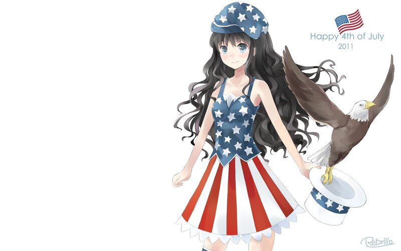 Anime girl with American flag dress