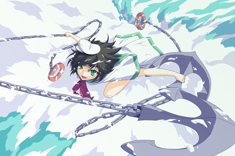 anime girl with anchor and chains