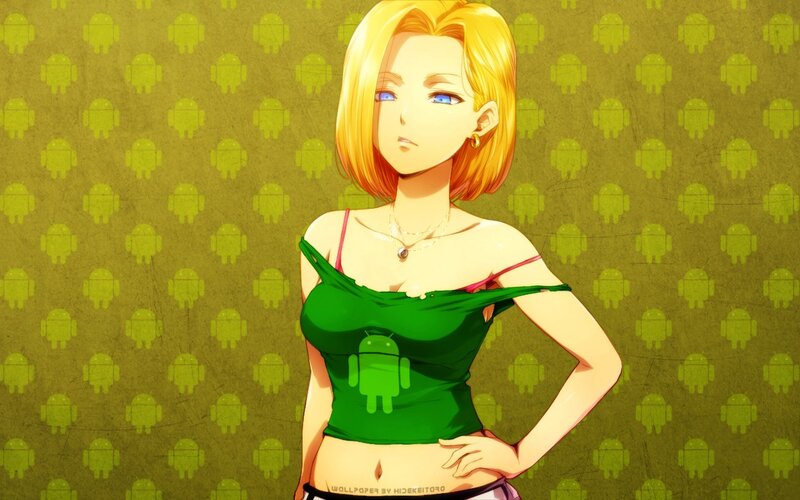 Anime girl with Android background