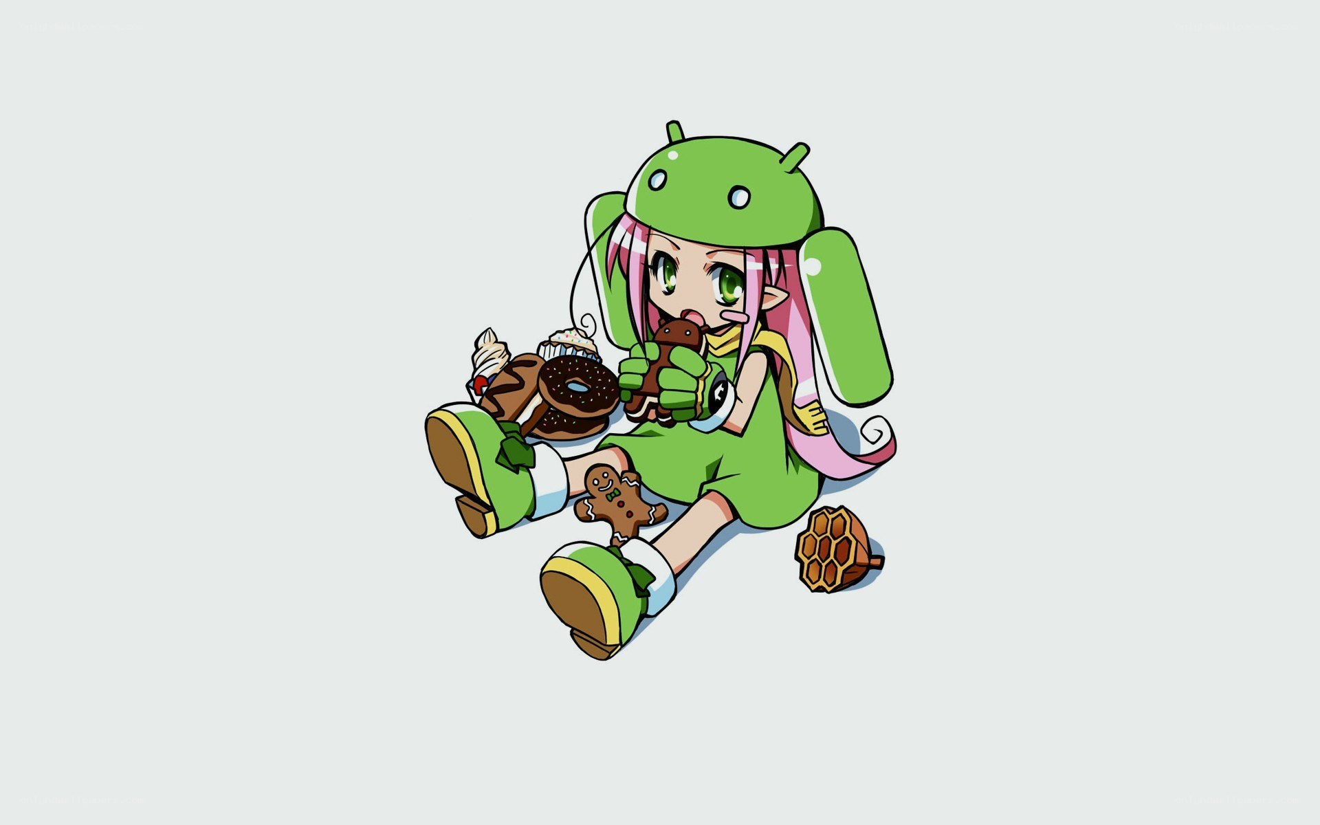 anime girl with android hat