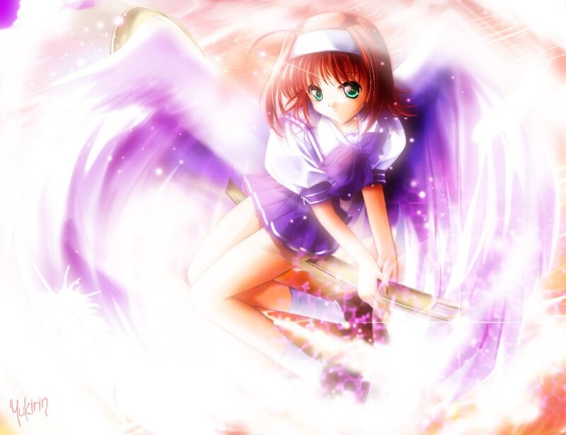 anime girl with angel wings