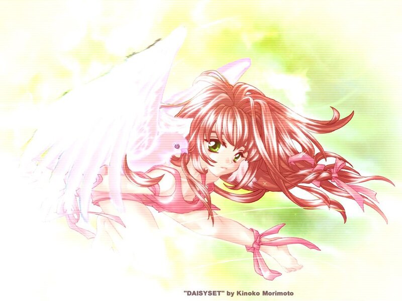 Anime girl with angel wings