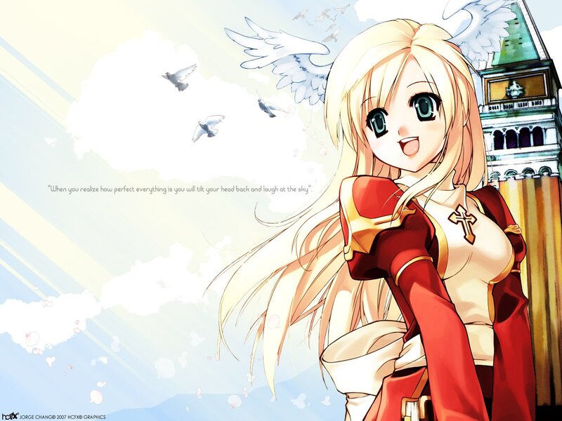 Anime girl with angel wings