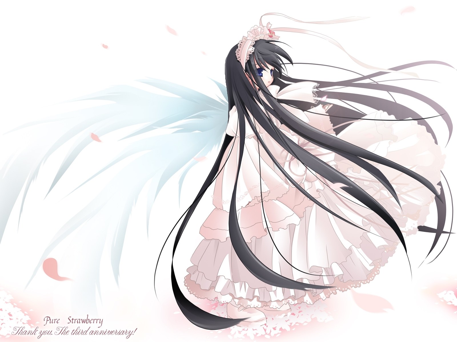 Anime girl with angel wings