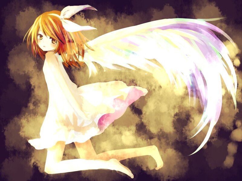 Anime girl with angel wings