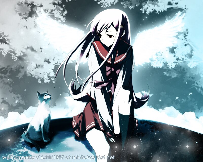 anime girl with angel wings