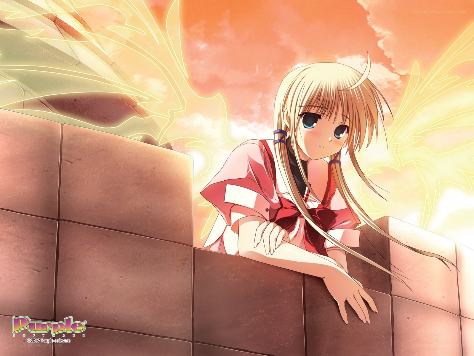 Anime girl with angel wings