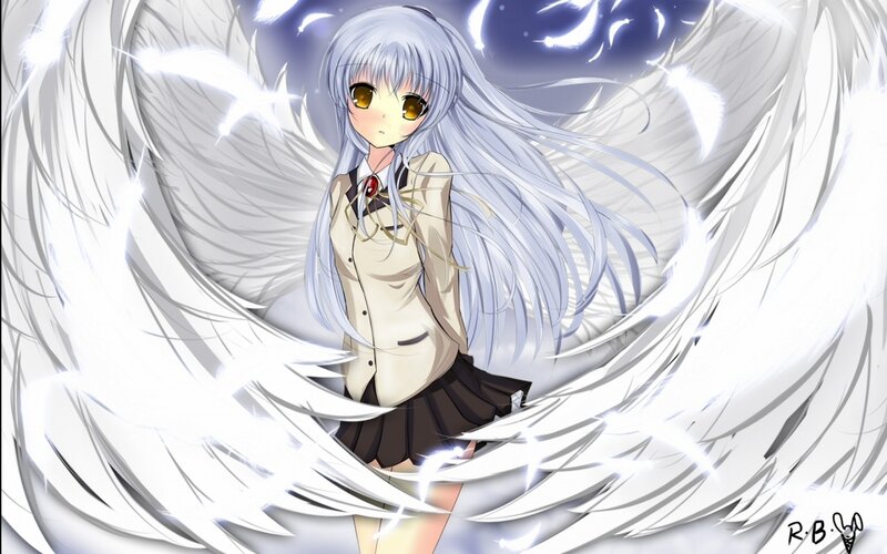 anime girl with angel wings