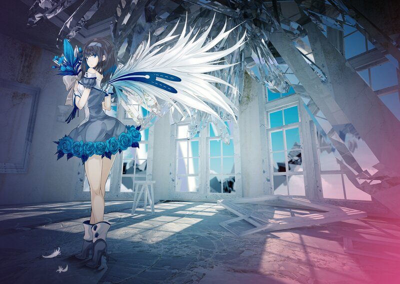 anime girl with angel wings