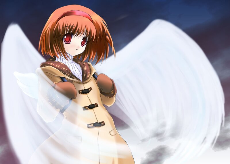 anime girl with angel wings