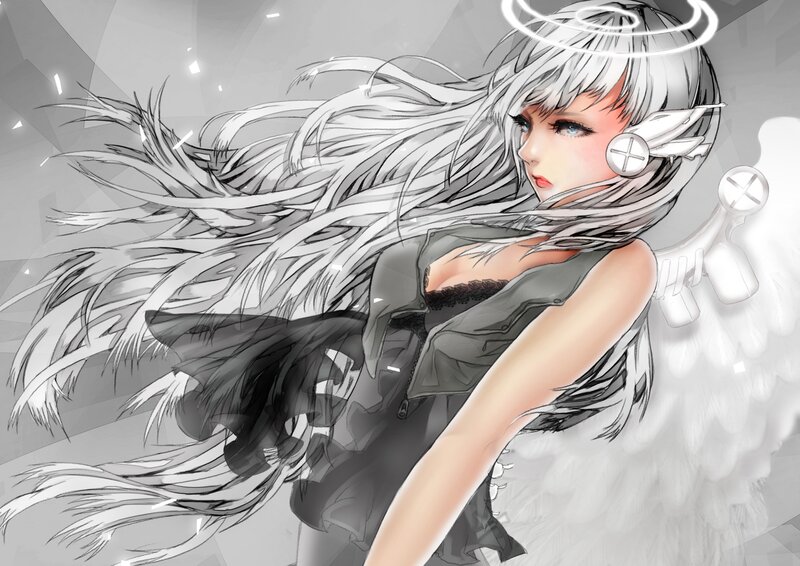 anime girl with angel wings