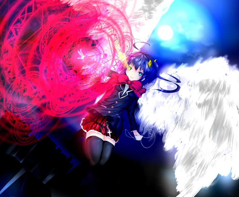 anime girl with angel wings