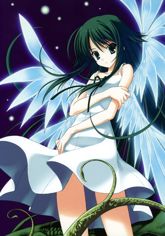 Anime girl with angel wings