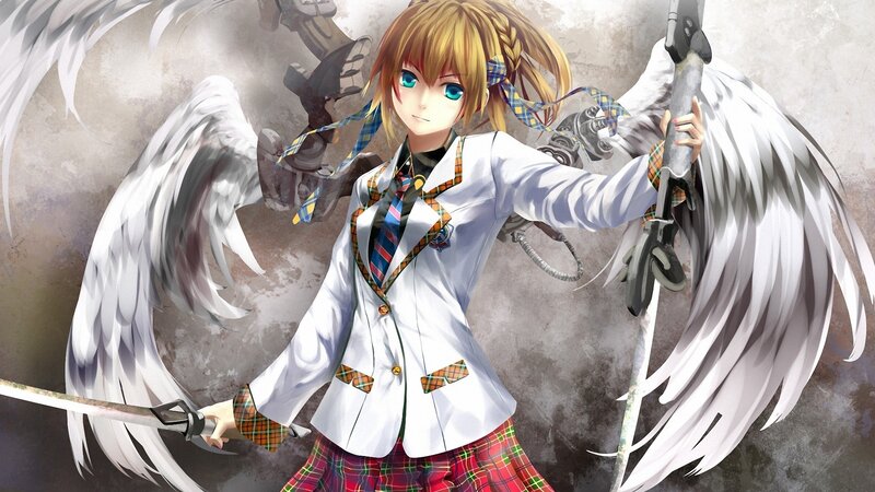 anime girl with angel wings