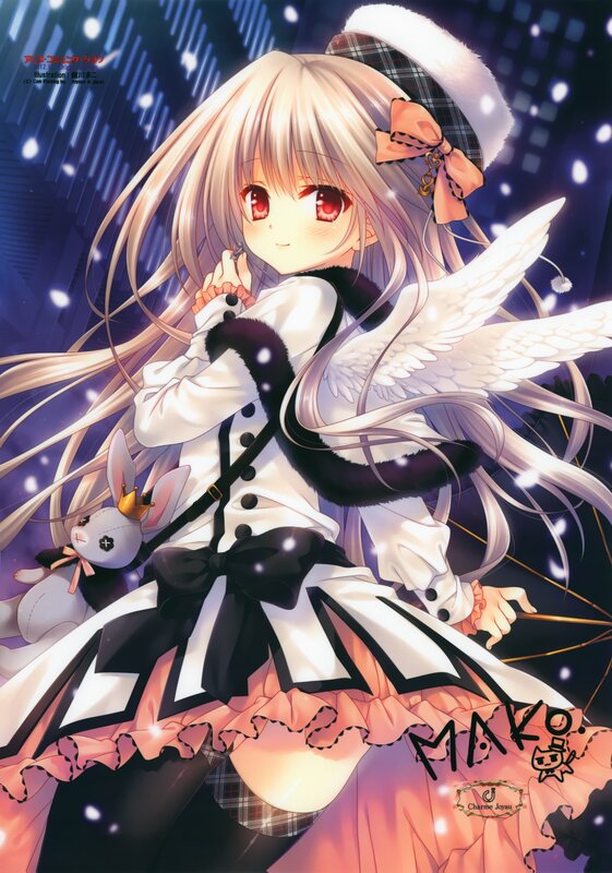 Anime girl with angel wings