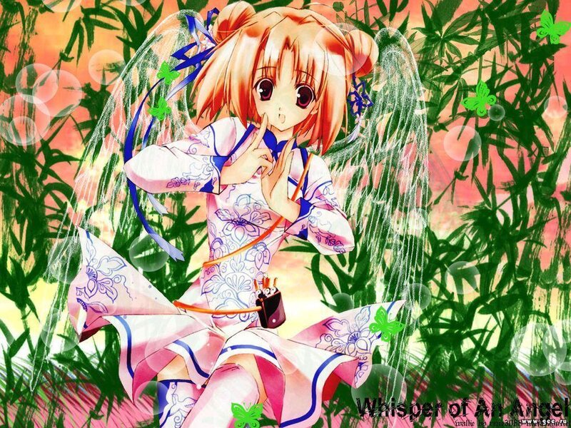 Anime girl with angel wings