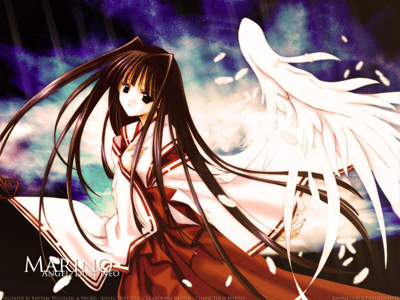 Anime girl with angel wings