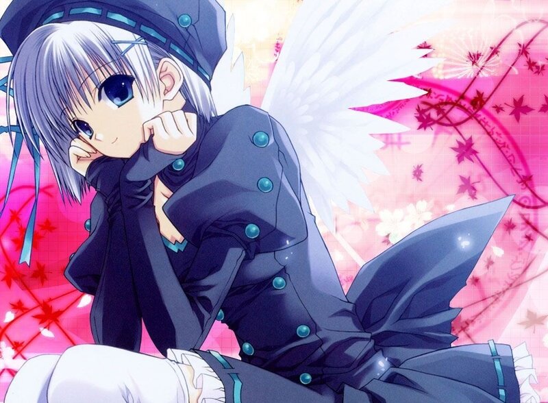anime girl with angel wings