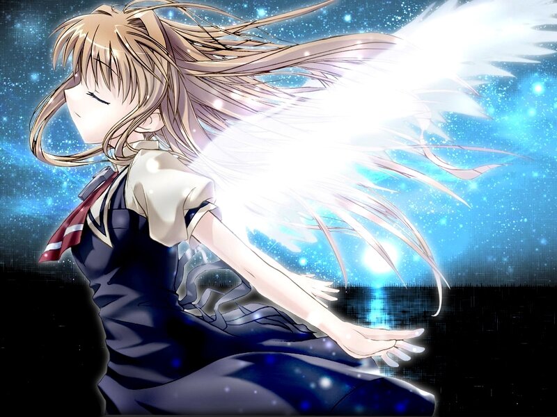 Anime girl with angel wings