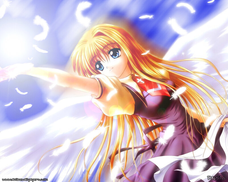 Anime girl with angel wings