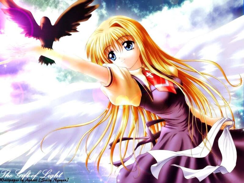 Anime girl with angel wings