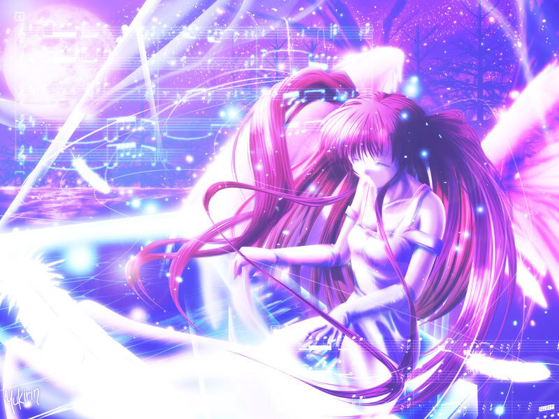 Anime girl with angel wings