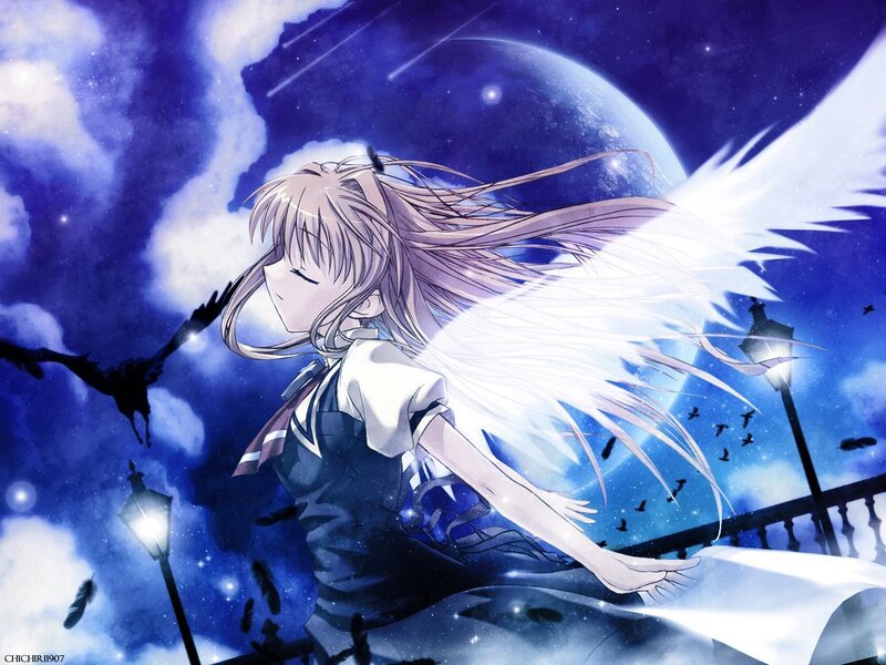 Anime girl with angel wings