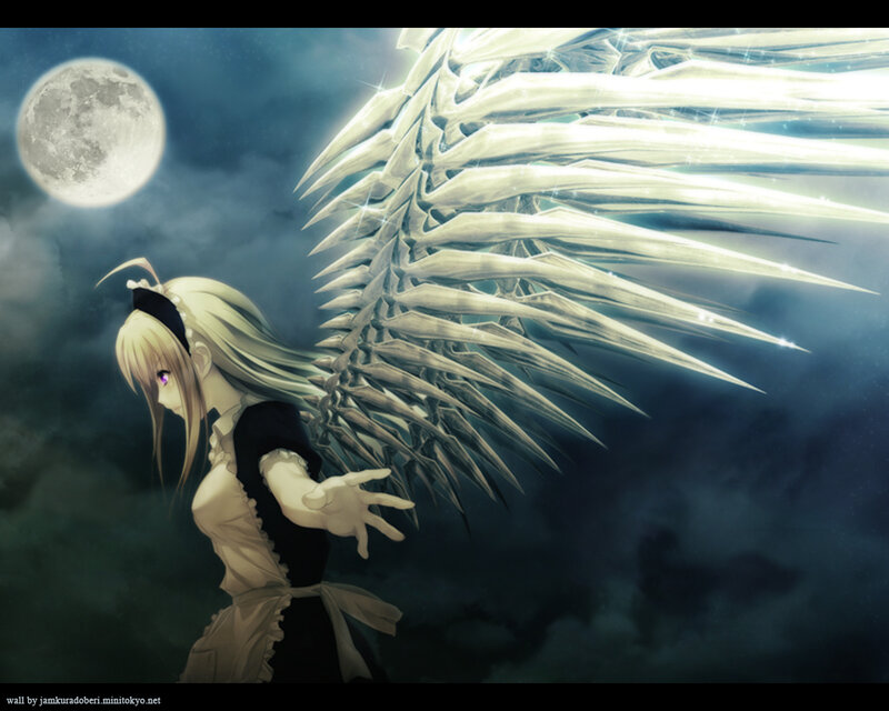 anime girl with angel wings