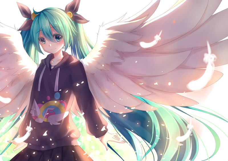 Anime girl with angel wings