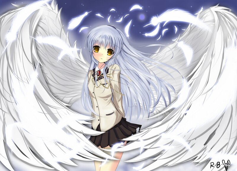 anime girl with angel wings