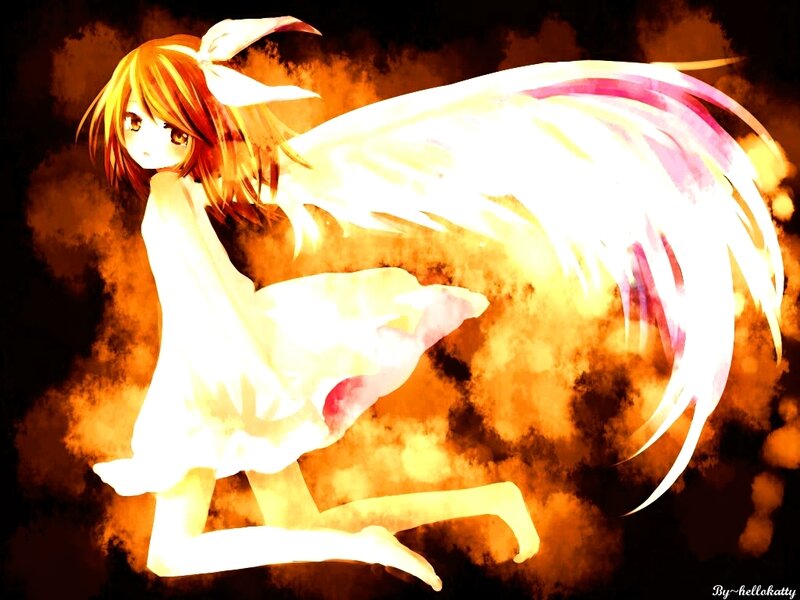 anime girl with angel wings