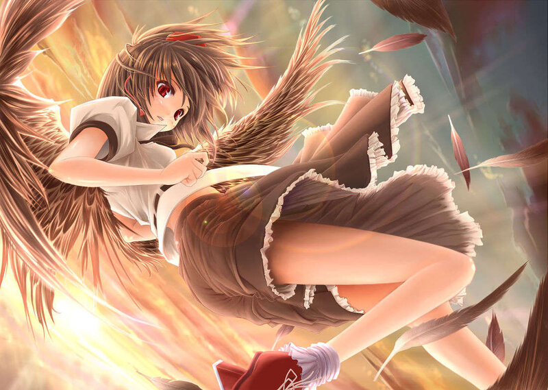 anime girl with angel wings