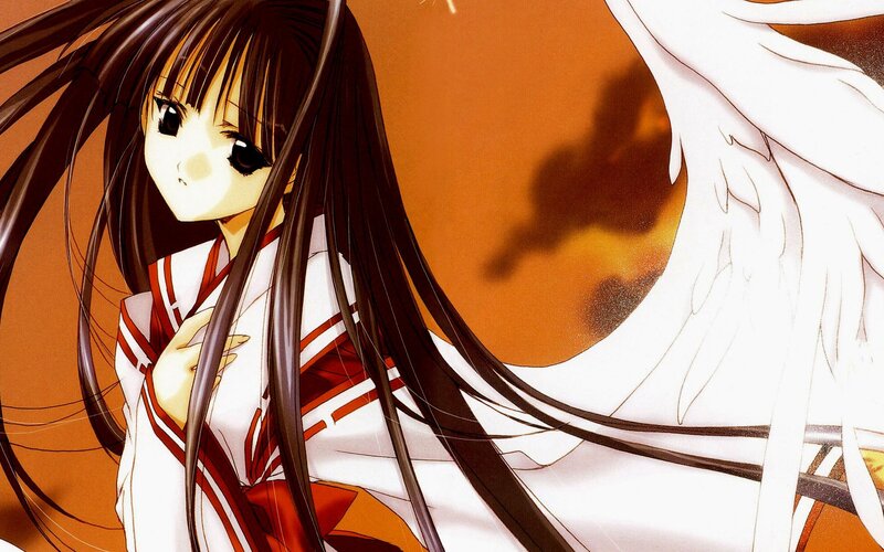 anime girl with angel wings