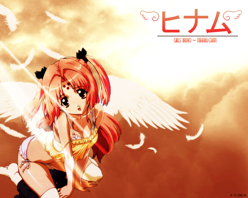Anime girl with angel wings